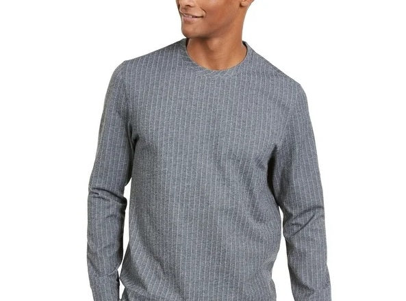 Alfani Men's Classic Fit Stretch Stripe Knit Sweatshirt Gray Size XX-Large
