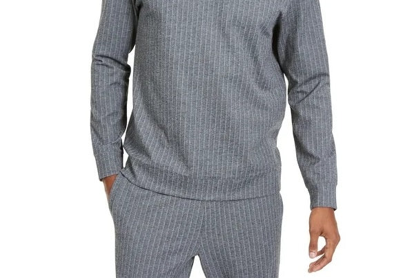 Alfani Men's Classic Fit Stretch Stripe Knit Sweatshirt Gray Size Extra Large