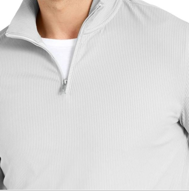 Alfani Men's Lightweight Ribbed Quarter Zip Pullover Grey Size Medium