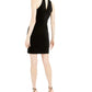 Bar III Women's Sleeveless Keyhole Velvet Sheath Dress Black Size XX-Large