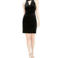 Bar III Women's Sleeveless Keyhole Velvet Sheath Dress Black Size X-Large