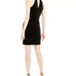 Bar III Women's Sleeveless Keyhole Velvet Sheath Dress Black Size X-Large