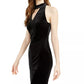Bar III Women's Sleeveless Keyhole Velvet Sheath Dress Black Size X-Large