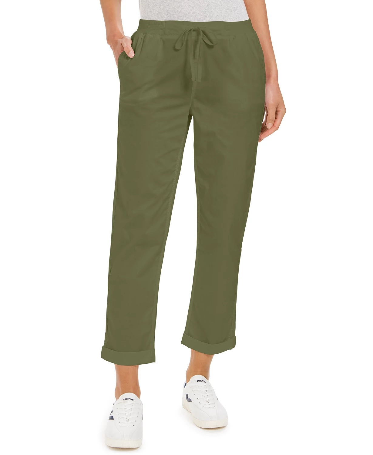 Style & Co Women's Pull On Cuffed Utility Pants  Green Size 16