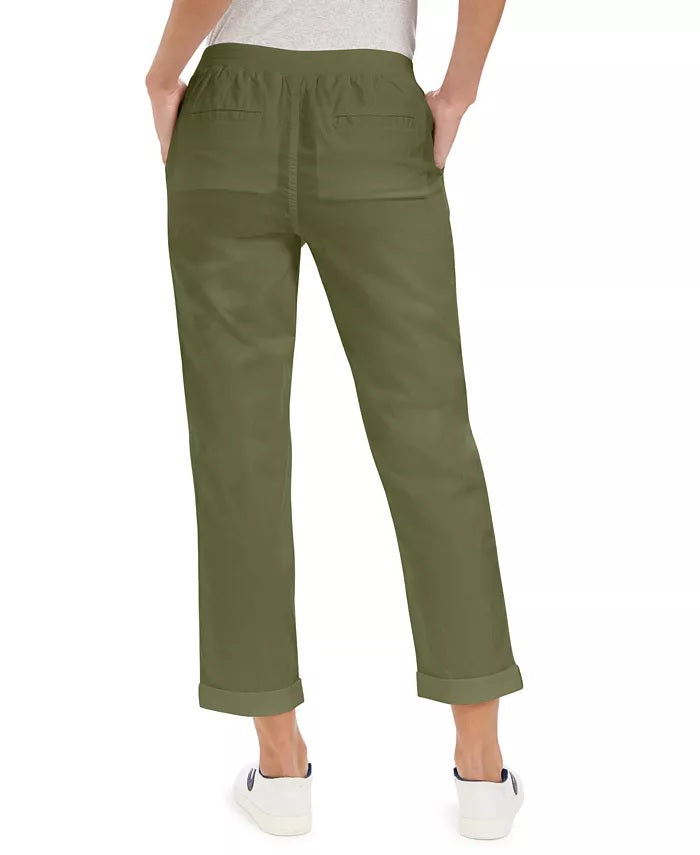 Style & Co Women's Pull On Cuffed Utility Pants  Green Size 16