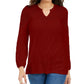 Style & Co Women's Crochet-Yoke Top Dark Red Size X-Large