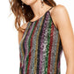 INC International Concepts Women's Sequinned Striped Top Black Size Small