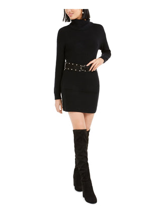 Bar III Women's Belted Sweater Dress Black Size Medium