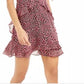 Bar III Women's Printed Ruffled Mini Dress Dark Red Size 2