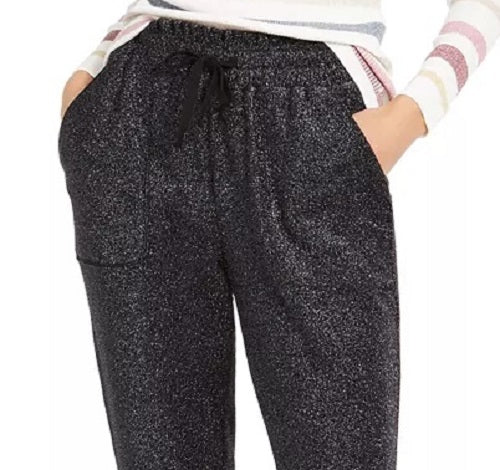 INC International Concepts Women's Sparkle Jogger Pants Black Size Small