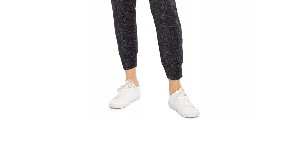 INC International Concepts Women's Sparkle Jogger Pants Black Size Small