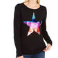 INC International Concepts Women's Sequin Star Sweater Black Size Medium