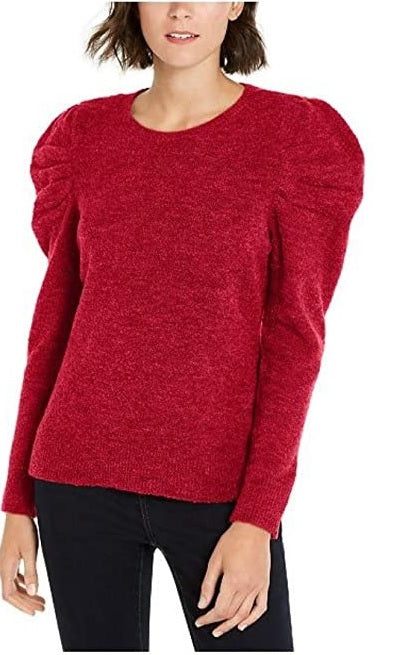 INC International Concepts Women's Puff-Sleeve Sweater Real Red Size X-Small