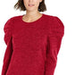 INC International Concepts Women's Puff-Sleeve Sweater Real Red Size X-Small