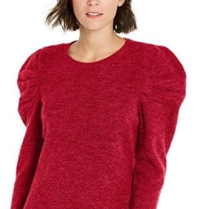 INC International Concepts Women's Puff-Sleeve Sweater Real Red Size X-Small