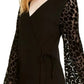 INC International Concepts Women's Leopard Print Velvet Burnout Sweater Black Size Small