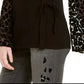 INC International Concepts Women's Leopard Print Velvet Burnout Sweater Black Size Small