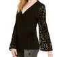 INC International Concepts Women's Leopard Print Velvet Burnout Sweater Black Size X-Small