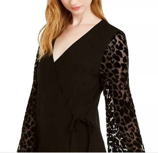 INC International Concepts Women's Leopard Print Velvet Burnout Sweater Black Size X-Small