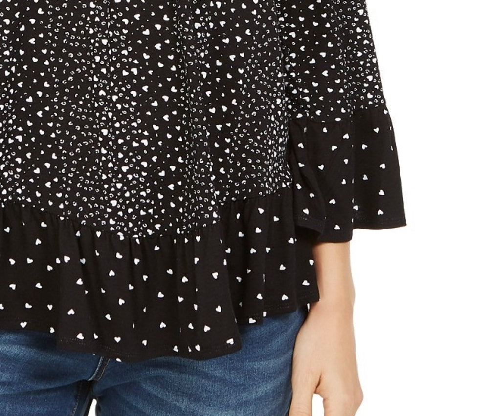 Style & Co Women's Printed Off-The-Shoulder Top Black Size Medium