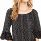 Style & Co Women's Printed Off-The-Shoulder Top Black Size XX-Large