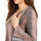 Style & Co Women's Striped Bell-Sleeve Top Pink Size Small