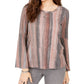 Style & Co Women's Striped Bell-Sleeve Top Pink Size Small