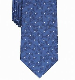 Bar III Men's Iris Skinny Floral Dot Tie Navy Size Regular