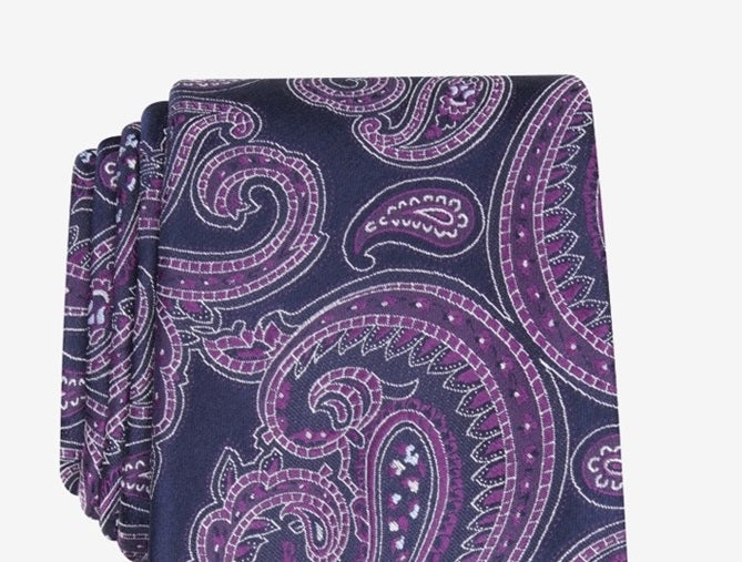 Tasso Elba Men's Paisley Silk Tie Purple Size Regular