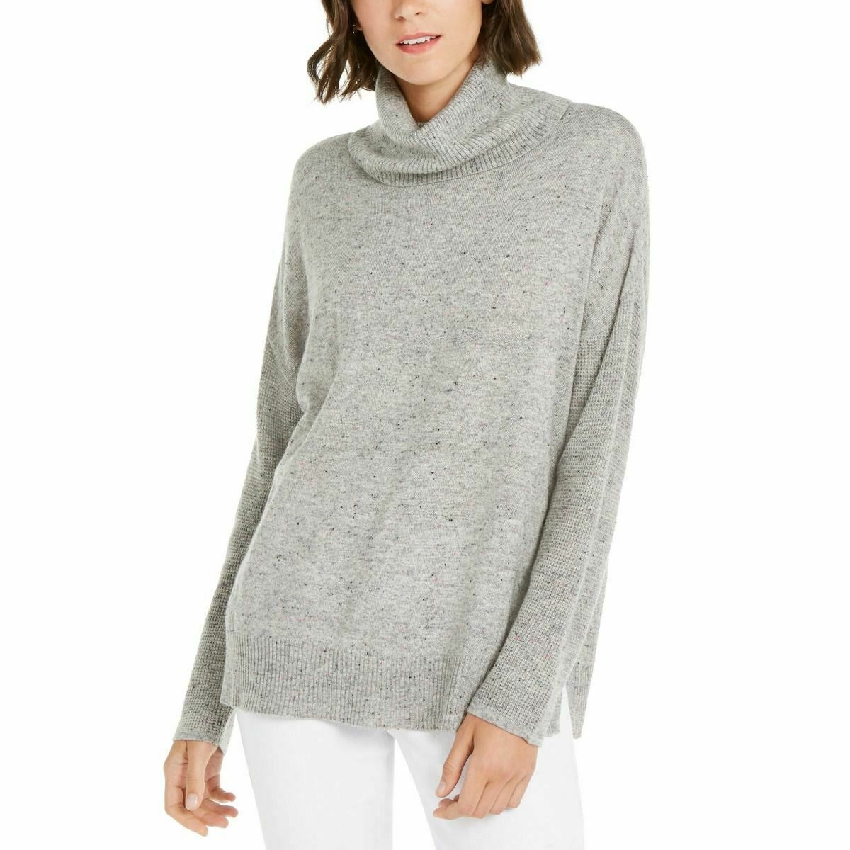 INC International Concepts Women's Melange Cowlneck Sweater Grey Size X-Small