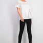 Style & Co Women's Cotton Eyelet Yoke Top White Size Large