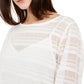 Alfani Women's Sheer Striped Top White Size Small