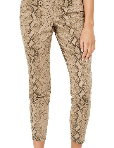 Style & Co Women's Curvy Tummy-Control Printed Skinny Jeans Brown Size 14