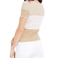 Maison Jules Women's London Printed Scalloped Top Beige Size Medium