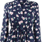 Maison Jules Women's Printed Double-Hem Split-Neck Dress Navy Size Large