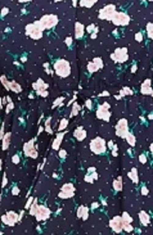 Maison Jules Women's Printed Double-Hem Split-Neck Dress Navy Size X-Large