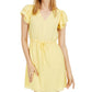 Maison Jules Women's Printed Drawstring Waist Dress Medium Yellow Size Large