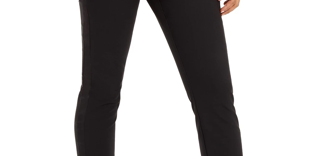 INC International Concepts Women's Bow-Detailed Tapered Ankle Pants Black Size 16