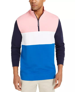 Club Room Men's Regular Fit Colorblocked 1/4 Zip Sweatshirt Pink Size Medium