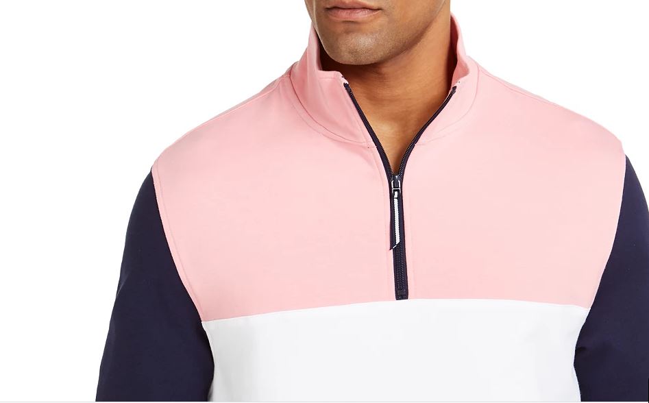 Club Room Men's Regular Fit Colorblocked 1/4 Zip Sweatshirt Pink Size Medium