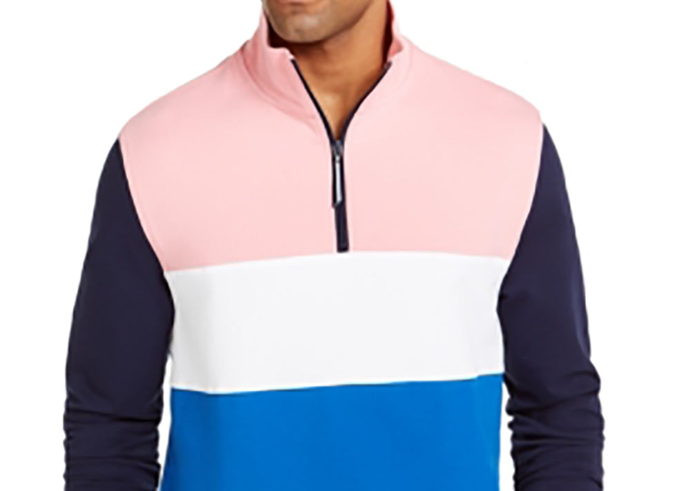 Club Room Men's Regular-Fit Colorblocked 1/4-Zip Sweatshirt Med Pink Size Small