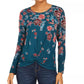 Style & Co Women's Floral Print Twist Hem Top Green Size XX-Large