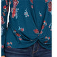 Style & Co Women's Floral Print Twist Hem Top Green Size XX-Large