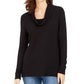 Charter Club Women's Cowlneck Top Black Size Small
