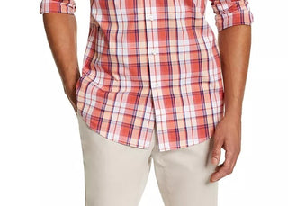 Club Room Men's Plaid Shirt Red Size Small