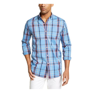 Club Room Men's Plaid Shirt Navy Size Small