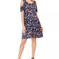 Style & Co Women's Printed Cold Shoulder Swing Dress Navy Size Medium