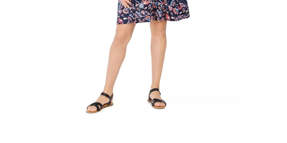 Style & Co Women's Printed Cold Shoulder Swing Dress Navy Size Medium