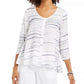 Style & Co Women's Printed Button-Down Swing Top Navy Size Small