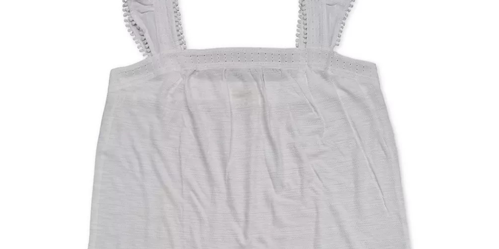 Style & Co Women's Embroidered Flutter Strap Tank Top White Size X-Small